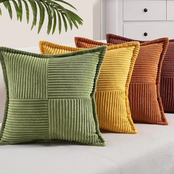 New West Elm (Set 4) Boho Velvet Corduroy Throw Pillow Cover Case Sham 18" x 18" - Picture 3 of 10